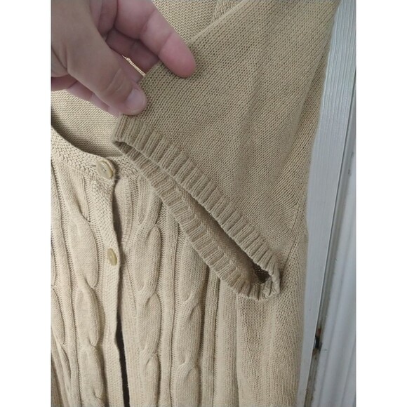 St. Johns Bay 2X Sweater Brown Cardigan Two Button Cable Knit Front SS Scoop... - Picture 8 of 11